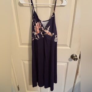 SHEIN Navy and Pink Floral Midi Dress